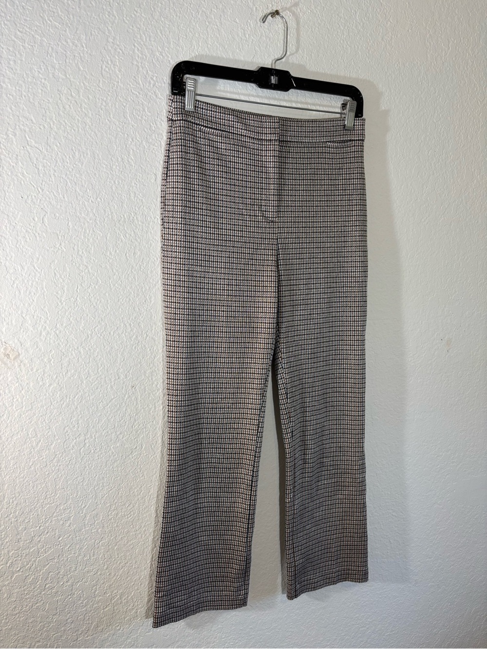 Theory Stratton Knit Cropped Pants Brown Black Grey Houndstooth Plaid Ankle 2 - Picture 4 of 14